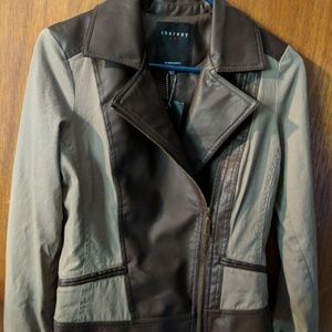 Brown and Tan Leather Jacket with tags